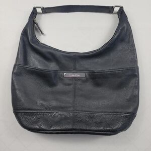 Calvin Klein Black Pebble Faux Leather Boho Handbag Purse Normcore Minimalist